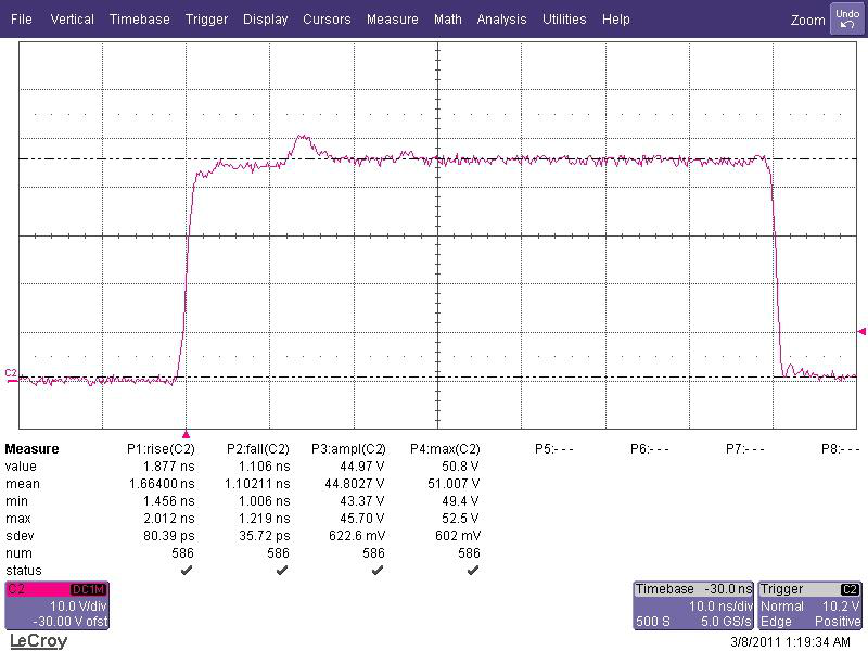AT45 Low Z 45V output oscilloscope capture