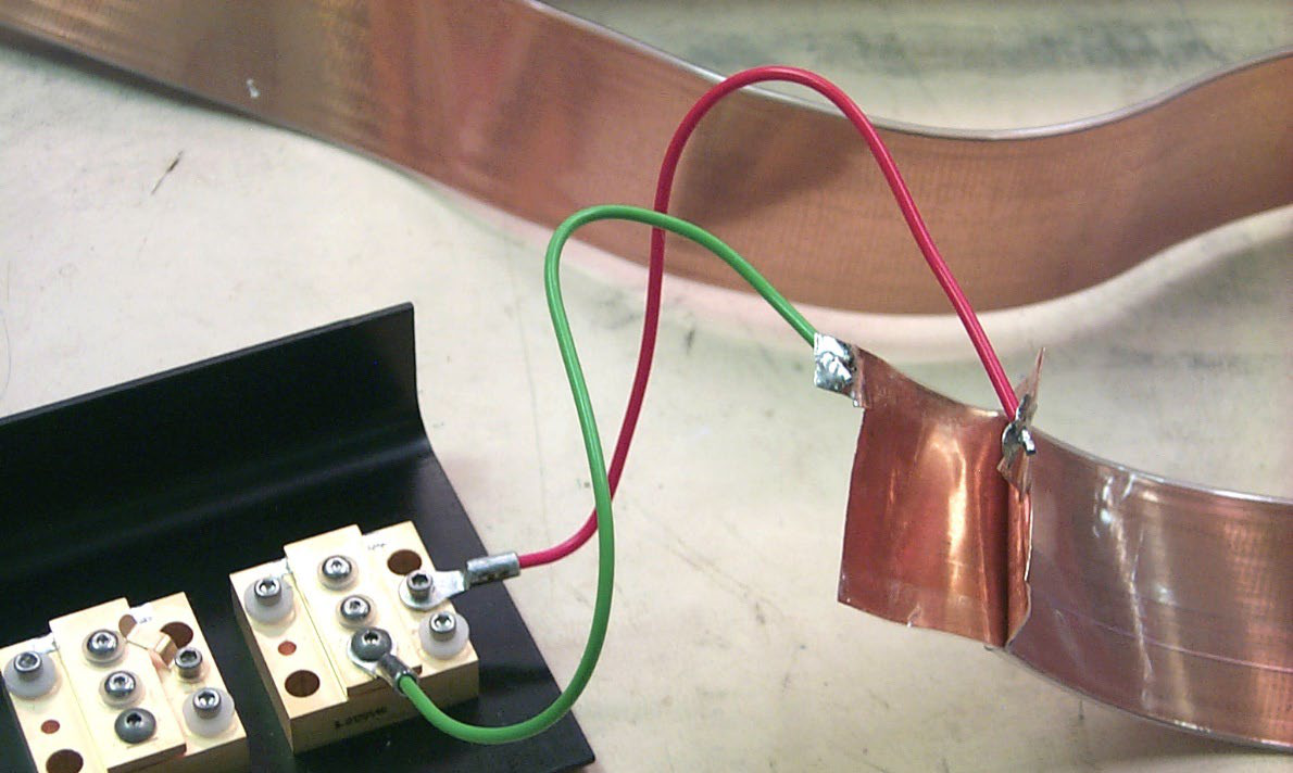 Laser diode connected to the stripline using approximately 6 inches of wire with ring lugs