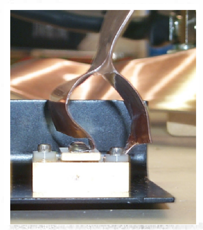 Stripline connection to the laser diode, with conductors intentionally separated to show the connections