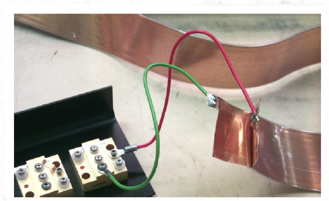 Laser diode connected to the stripline using approximately 6 inches of wire and ring lugs