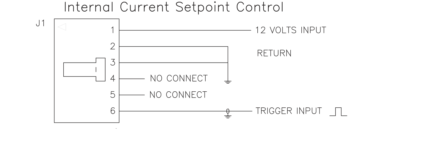 Internal current setpoint control wiring diagram for connector J1, with pins 4 and 5 left unconnected